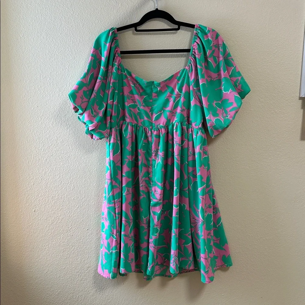 NWT BiBi Green and Pink Floral Midi Dress - Picture 6 of 9